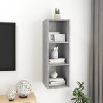 vidaXL Meuble TV mural Gris béton 37x37x107 cm Bois d’ingénierie