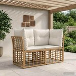 vidaXL Loveseat d'extérieur 2 Pièces Blanc Naturel et Crème polyrotin