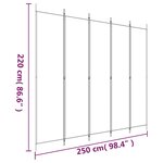 vidaXL Cloison de séparation 5 panneaux Noir 250x220 cm Tissu