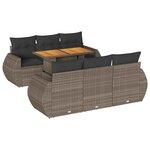 vidaXL Salon de jardin avec coussins 7 Pièces gris résine tressée