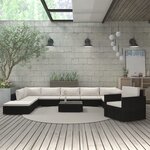 vidaXL Salon de jardin 11 Pièces avec coussins Résine tressée Noir
