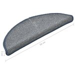 vidaXL Tapis d'escalier 15 pièces 56 x 17 x 3 cm Gris clair et bleu Demi-rond