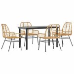 vidaXL Ensemble à manger jardin 5Pièces marron poly rotin verre