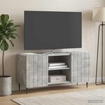 vidaXL Meuble TV Gris béton 102 x 34 5 x 52 cm Bois d'ingénierie
