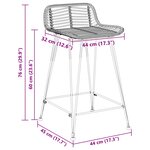 vidaXL Tabouret de bar 2 Pièces Noir 44 x 45 x 76 cm Rattan et Acier