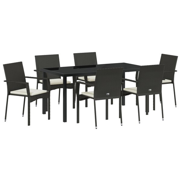 vidaXL Ensemble de chaises de jardin 7 Pièces Noir 160 x 80 x 73 cm