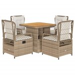 vidaXL Ensemble à manger de jardin avec coussins 5Pièces Beige poly rotin