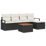 Ensemble de Canapé de Jardin 6 Pièces avec Coussins Noir en Rattan Poly