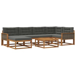 vidaXL Ensemble de canapés d'extérieur 7 Pièces Naturel et Anthracite