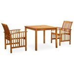 vidaXL Ensemble à manger de jardin 3 Pièces et coussins Acacia solide