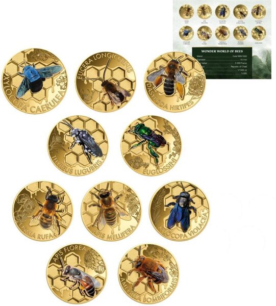 Monnaie BEES Wonder World Set 10 Or 3000 Francs Chad