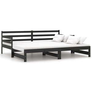 vidaXL Lit coulissant sans matelas noir 2x(90x200) cm