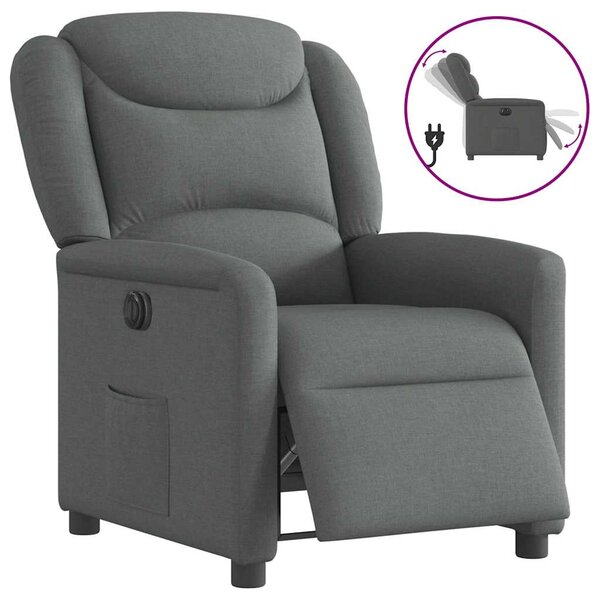 vidaXL Fauteuil inclinable électrique Gris foncé Tissu