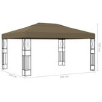 Vidaxl tonnelle avec guirlande lumineuse à led 3x4 m taupe tissu