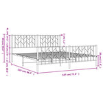 vidaXL Cadre de lit métal avec tête de lit/pied de lit blanc 183x213cm