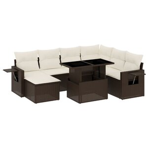 vidaXL Salon de jardin 8 Pièces avec coussins marron résine tressée