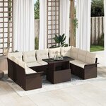 vidaXL Ensemble de canapé de jardin 10 Pièces Marron Poly rotin