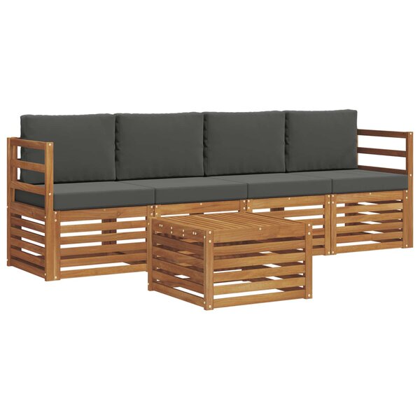 vidaXL Ensemble de canapés d'extérieur 5 pc Naturel et Anthracite