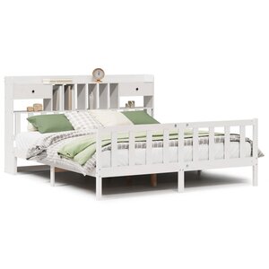 vidaXL Lit bibliothèque sans matelas blanc 180x200 cm bois pin massif