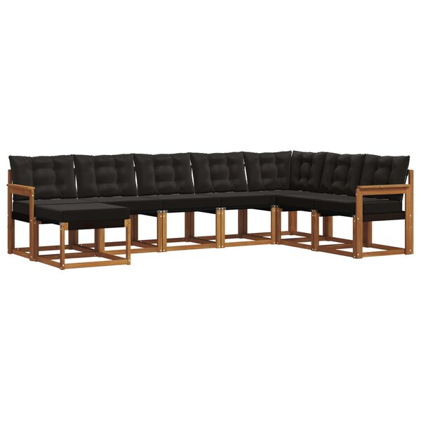 vidaXL Ensemble de canapés d'extérieur 8 pc Naturel et Noir