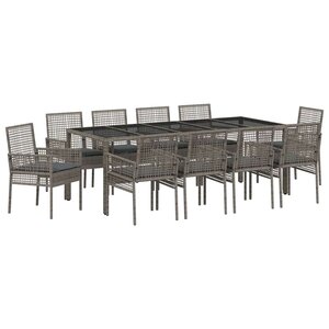 vidaXL Ensemble de salle à manger pour jardin 11 Pièces Gris Poly rotin
