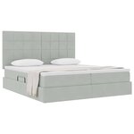 vidaXL Lit de Rangement avec matelas Gris clair 200 x 200 cm Velours