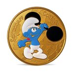 Mini-médaille schtroumpf costaud colorisée