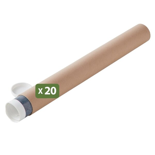 Pack and Move - Lot 20 tubes pour expédition et emballage -ø10x100cm - Pour affiche et poster - Avec capuchon