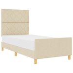 vidaXL Cadre de lit avec tête de lit Crème 100 x 200 cm tissu