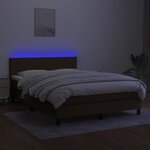 vidaXL Sommier à lattes de lit matelas et LED Marron foncé 140x190 cm