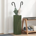 vidaXL Porte-parapluies Vert olive Métal Moyen Incrustations Décoratives
