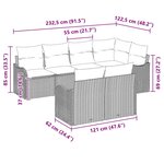 Ensemble de canapé de jardin de 7 pièces avec coussins beiges en Poly Rattan