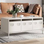 vidaXL Table basse blanc 101 5x50x43 5 cm acier laminé à froid