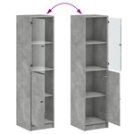 vidaXL Buffet avec porte en verre gris béton 35x37x142 cm