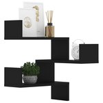 vidaXL Étagères d'angle murales 2 Pièces noir 40x40x50 cm bois ingénierie
