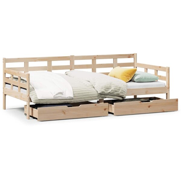 vidaXL Lit de jour avec tiroirs sans matelas 90x200 cm bois massif