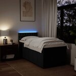 vidaXL Sommier à lattes de lit avec matelas Noir 90x200 cm Tissu