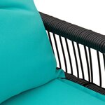 vidaXL Banc extérieur avec coussin 4 Pièces Noir et turquoise polyrotin