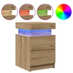 vidaXL Tables de chevet avec LED 2 Pièces chêne artisanal bois ingénierie
