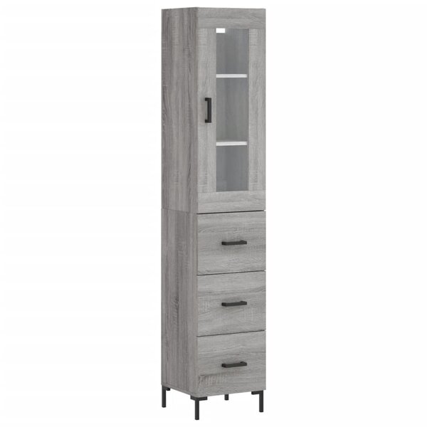 vidaXL Buffet haut Sonoma gris 34 5x34x180 cm Bois d'ingénierie