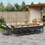vidaXL Ensemble à manger de jardin 15 Pièces coussins noir résine tressée