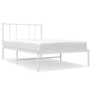 vidaXL Cadre de lit métal sans matelas avec tête de lit blanc 75x190cm