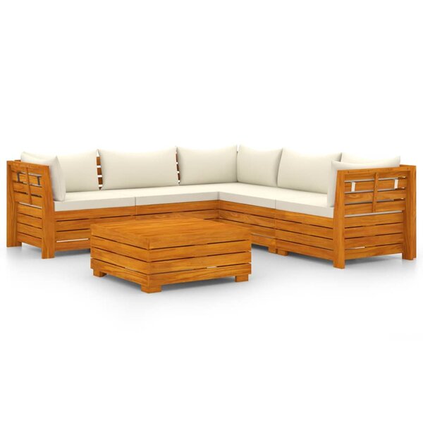 vidaXL Salon de jardin 6 Pièces avec coussins Bois d'acacia solide