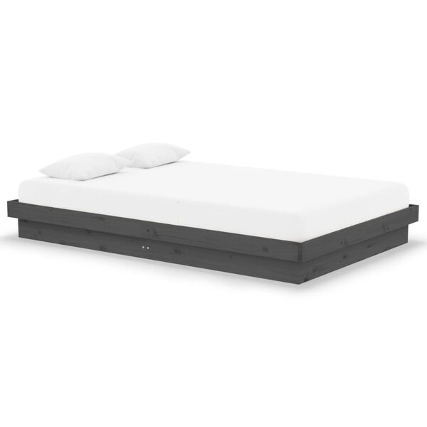 vidaXL Cadre de lit Gris Bois massif 120x190 cm Petit double