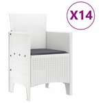 vidaXL Ensemble de salle à manger pour jardin 15 Pièces Blanc Rattan Polt