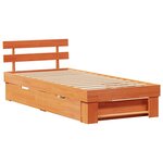 vidaXL Cadre de lit avec tête de lit Brun cire 75 x 190 cm Pin massif