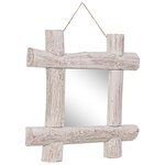 vidaXL Miroir à bûches Blanc 50x50 cm Bois de récupération massif