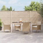 vidaXL Ensemble à manger de jardin avec coussins 5Pièces Beige poly rotin