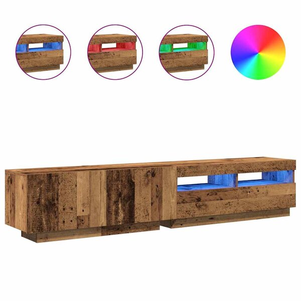 vidaXL Meuble TV avec lumières LED vieux bois bois d'ingénierie