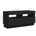 vidaXL Meuble TV avec lumières LED Noir 260x35x40 cm